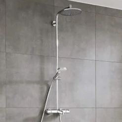 Hansgrohe Colonne bain douche thermostatique Crometta S 240 chromé + tablette Addstoris* Robinet De Douche