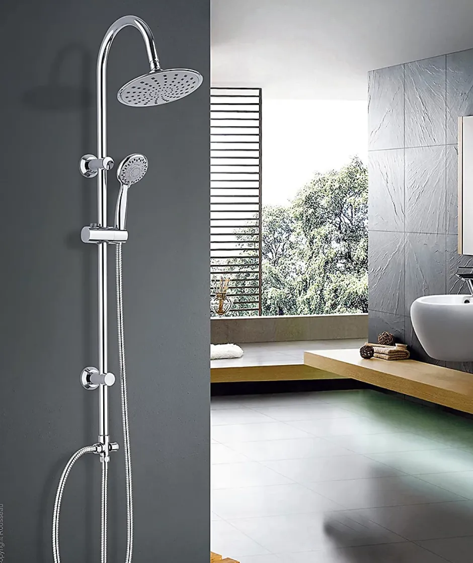 Autres Colonne Barre de douche chromee Tête douchette 4 jets entraxe reglable