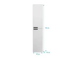 Aurlane Colonne Blanche 30x30x150 cm - Bois MDF Blanc Brillant - BOX-IN* Colonne De Salle De Bains
