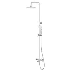 GoodHome Colonne de bain/douche thermostatique avec pommeau, douchette 3 jets, flexible, barre réglable, chrome, Anika* Colonne De Douche Thermostatique