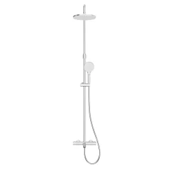 GoodHome Colonne de bain/douche thermostatique avec pommeau, douchette 3 jets, flexible, barre réglable, chrome, Anika* Colonne De Douche Thermostatique