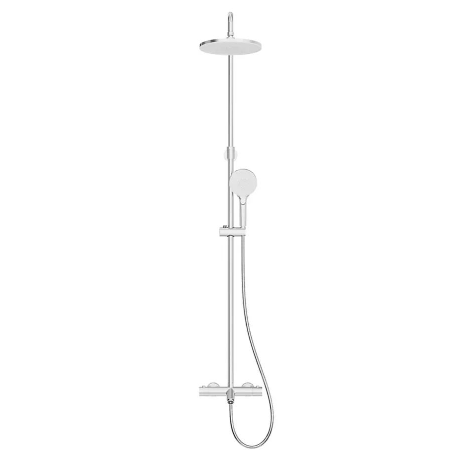 GoodHome Colonne de bain/douche thermostatique avec pommeau, douchette 3 jets, flexible, barre réglable, chrome, Anika* Colonne De Douche Thermostatique