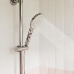 GoodHome Colonne de bain/douche thermostatique avec pommeau, douchette 3 jets, flexible, barre réglable, chrome, Anika* Colonne De Douche Thermostatique