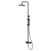 GoodHome Colonne de bain/douche thermostatique avec pommeau, douchette 3 jets, flexible, barre réglable, noir, Anika