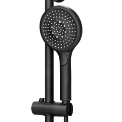 GoodHome Colonne de bain/douche thermostatique avec pommeau, douchette 3 jets, flexible, barre réglable, noir, Anika