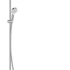 Hansgrohe Colonne de bain/douche thermostatique avec pommeau + douchette 2 jets + flexible + barre réglable, chrome, Showerpipe Crometta S 240