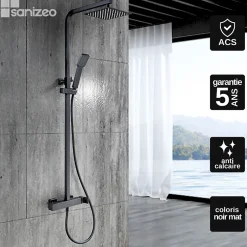 Imex Colonne de Douche Anti-Calcaire Noir Mat FIYI BDF016/NG* Colonne De Douche Mécanique
