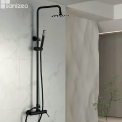Imex Colonne de Douche Anti-Calcaire Noir Mat MILOS STICK BDYS045/NG