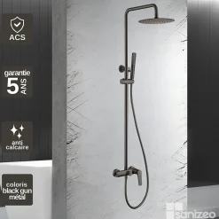 Imex Colonne de Douche Anti-Calcaire Black Gun Métal DELOS BDD055/BGM* Colonne De Douche Mécanique