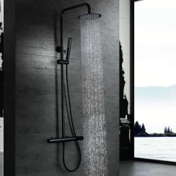 Imex Colonne de Douche Anti-Calcaire Noir Mat DINAMARCA BDR031/NG* Colonne De Douche Mécanique