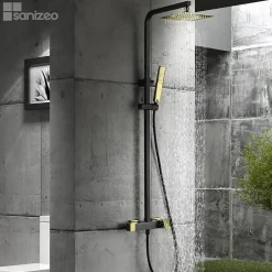 Imex Colonne de Douche Anti-Calcaire Noir et Or SUECIA BDC032/NGOLD