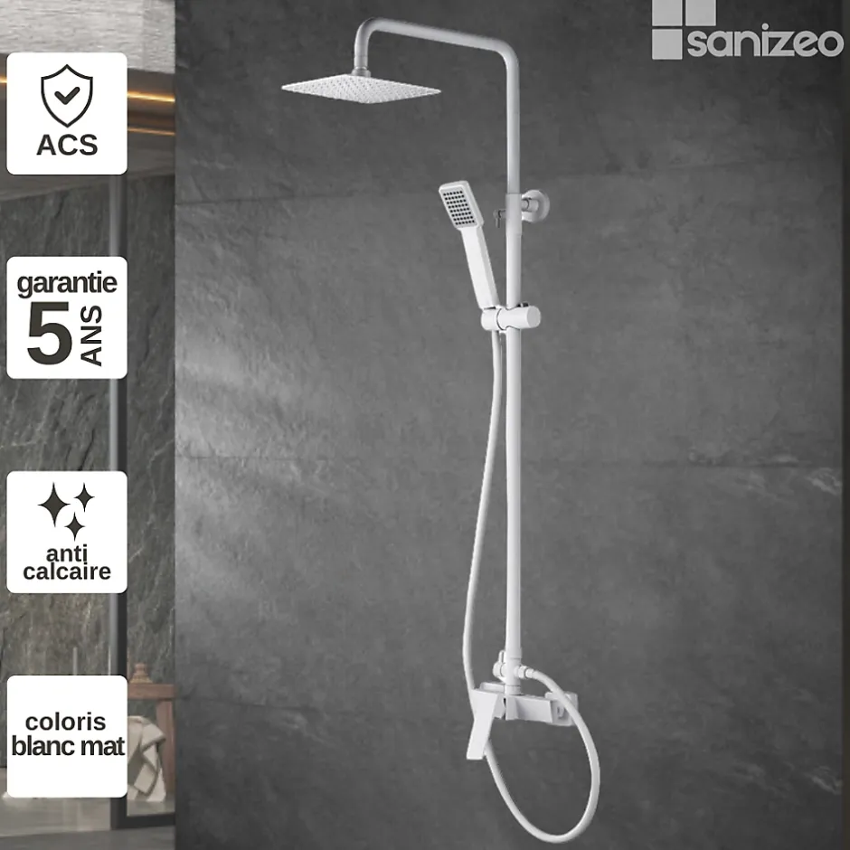 Imex Colonne de Douche Anti-Calcaire Blanc Mat ART BDAR025/BL
