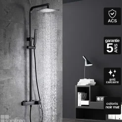 Imex Colonne de Douche Anti-Calcaire Noir Mat SUECIA BDC032/NG* Colonne De Douche Mécanique