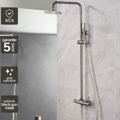 Imex Colonne de Douche Anti-Calcaire Black Gun Métal MONZA BDM039/BGM