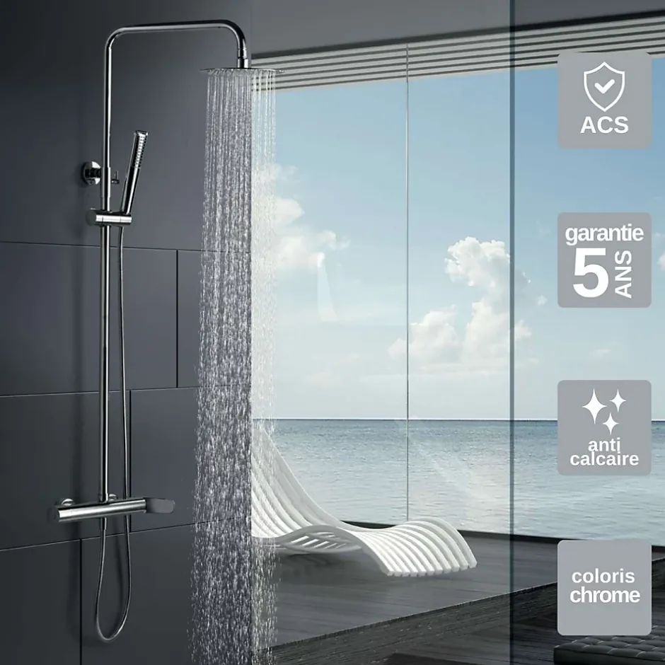 Imex Colonne de Douche Anti-Calcaire Chrome DINAMARCA BDR031* Colonne De Douche Mécanique