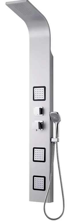 Kiamami Valentina Colonne De Douche Avec Fonction Hydromassage Couleur Gris* Pommeau De Douche, Flexible Et Barre De Douche