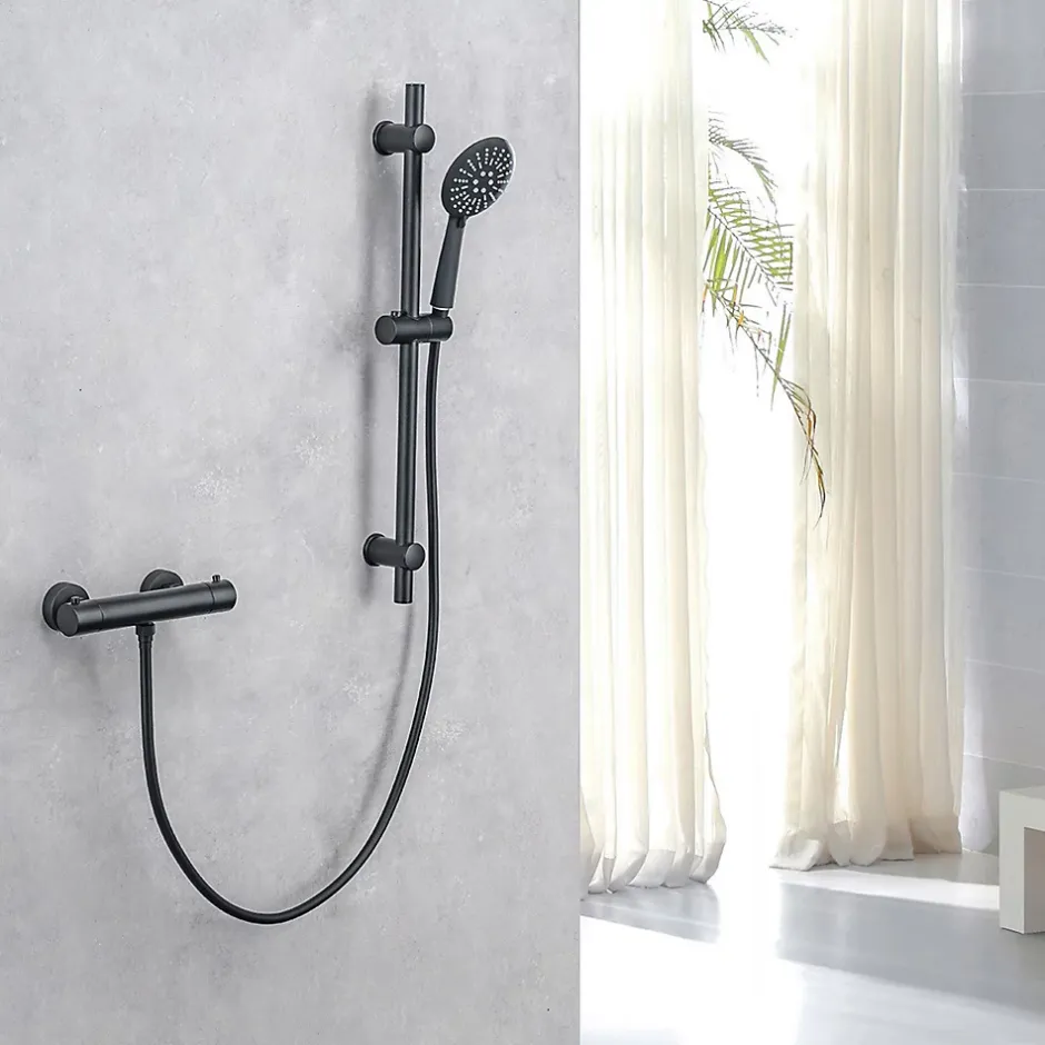 Lomazoo Colonne de douche avec mitigeur thermostatique Lando noir