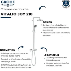 Grohe Colonne de douche avec mitigeur thermostatique Vitalio Joy System 210 Quickfix + microfibre