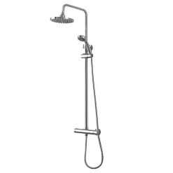Kiamami Valentina Colonne De Douche Avec Mitigeur Thermostatique, Tête De Douche Fixe Et Douchette À Main À Jet Unique* Pommeau De Douche, Flexible Et Barre De Douche