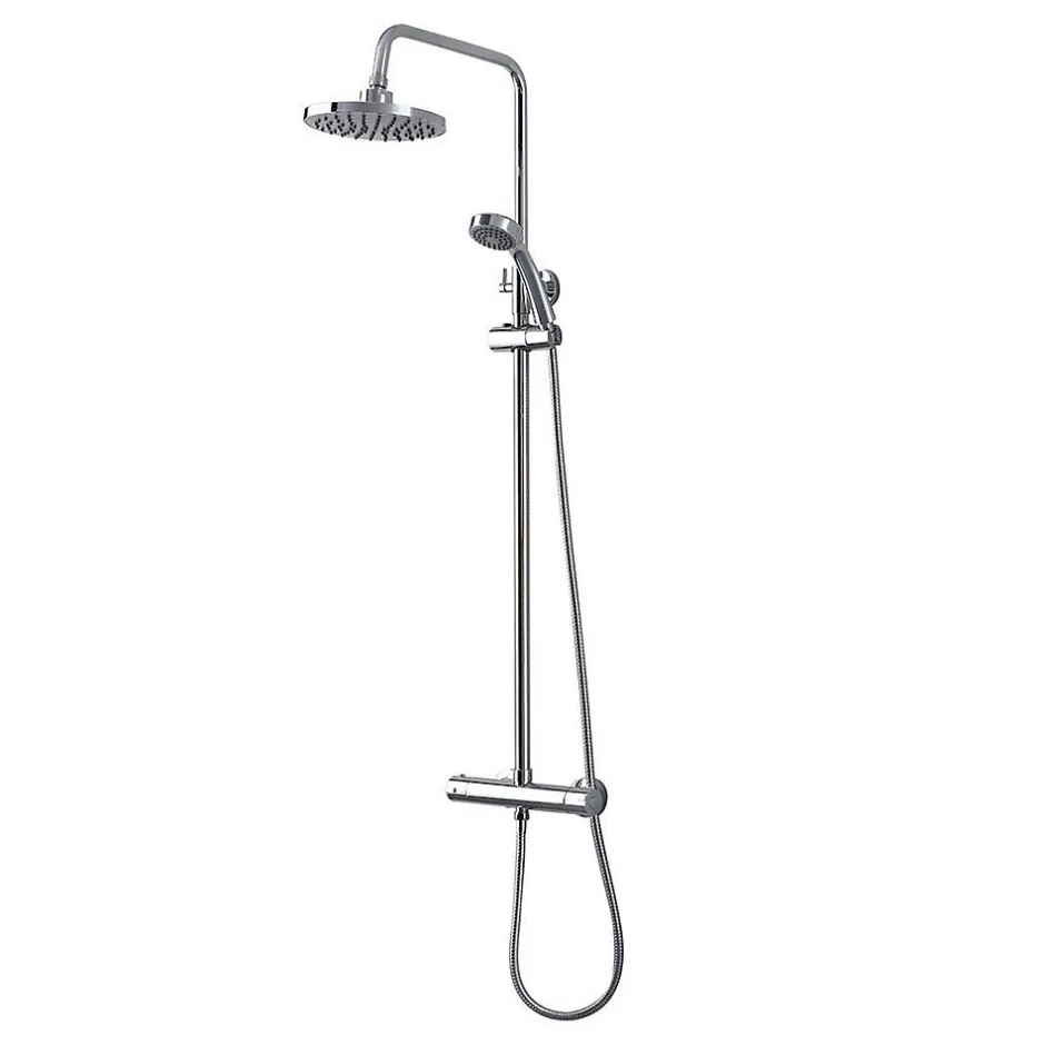Kiamami Valentina Colonne De Douche Avec Mitigeur Thermostatique, Tête De Douche Fixe Et Douchette À Main À Jet Unique* Pommeau De Douche, Flexible Et Barre De Douche