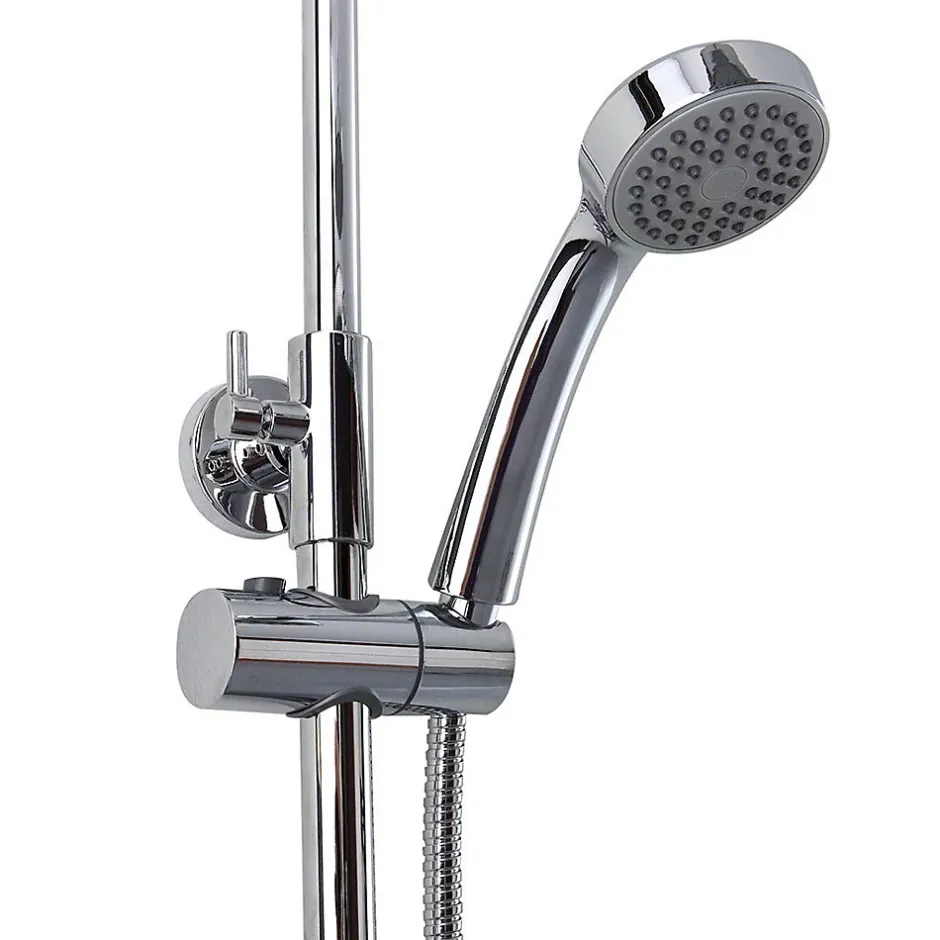 Kiamami Valentina Colonne De Douche Avec Mitigeur Thermostatique, Tête De Douche Fixe Et Douchette À Main À Jet Unique* Pommeau De Douche, Flexible Et Barre De Douche
