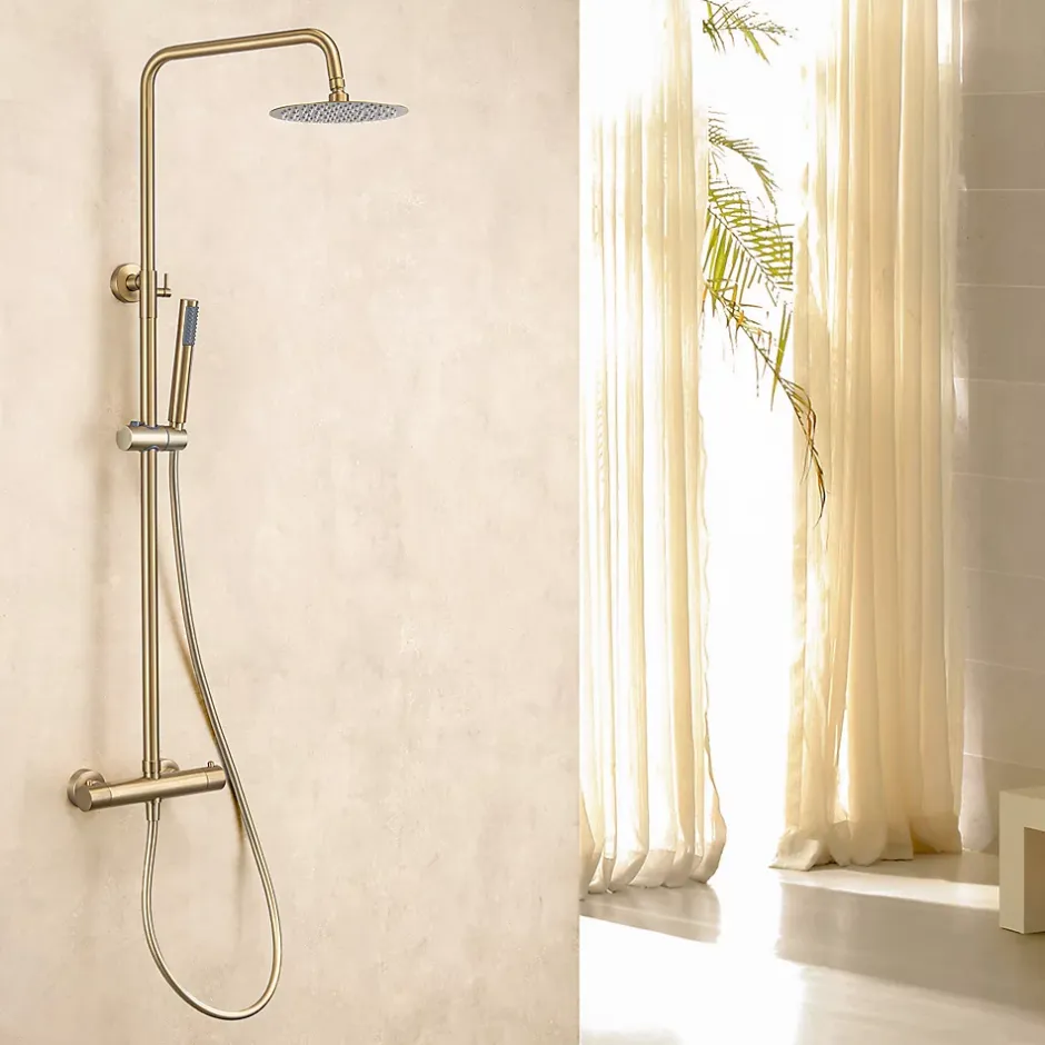 Lomazoo Colonne de douche avec mitigeur thermostatique Orléan doré