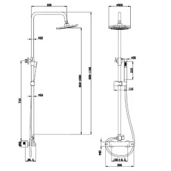 Lomazoo Colonne de douche avec mitigeur thermostatique Pandora noir* Colonne De Douche Thermostatique