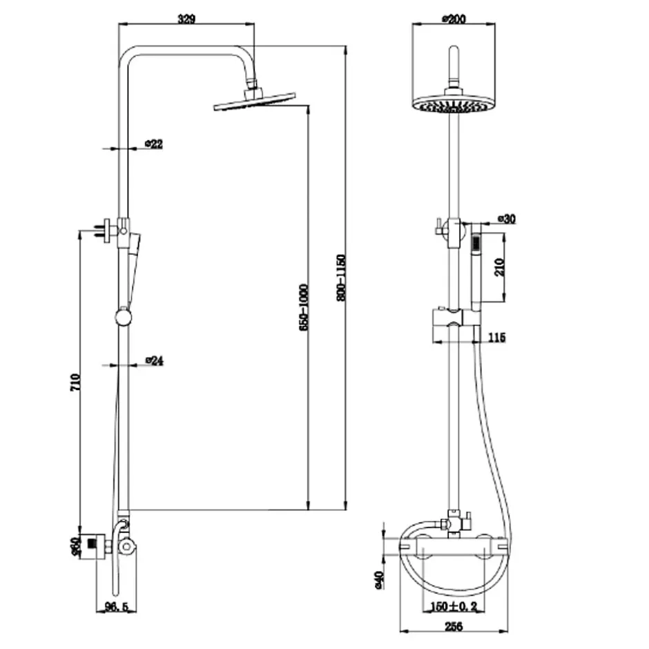 Lomazoo Colonne de douche avec mitigeur thermostatique Pandora noir* Colonne De Douche Thermostatique