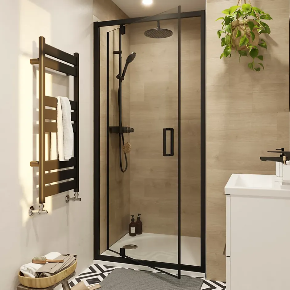 GoodHome Colonne de douche avec mélangeur mécanique + douchette + flexible + barre réglable, chrome, Etel