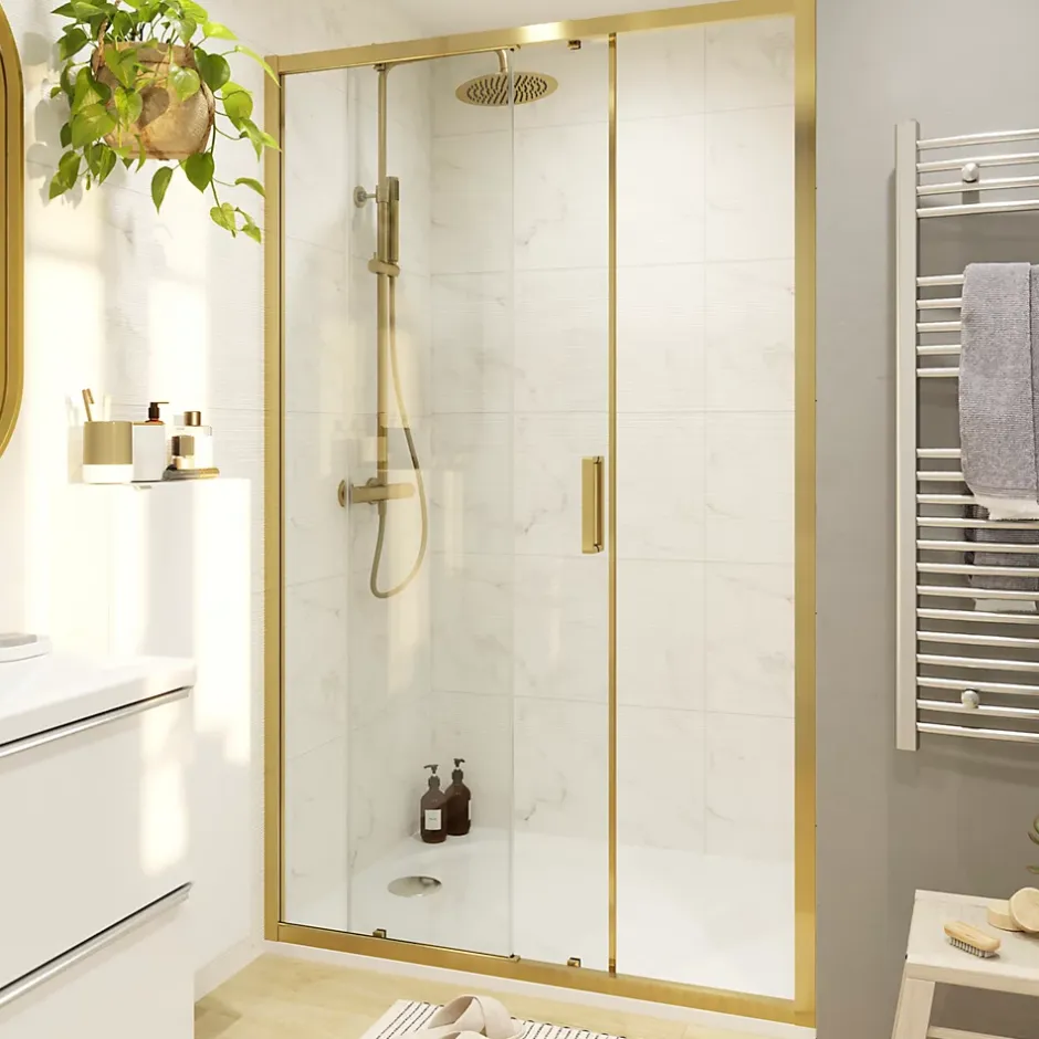 GoodHome Colonne de douche avec mélangeur mécanique + douchette + flexible + barre réglable, chrome, Etel