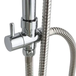 Kiamami Valentina Colonne De Douche Avec Pommeau Rond Fixe Et Barre De Douche En Abs* Pommeau De Douche, Flexible Et Barre De Douche