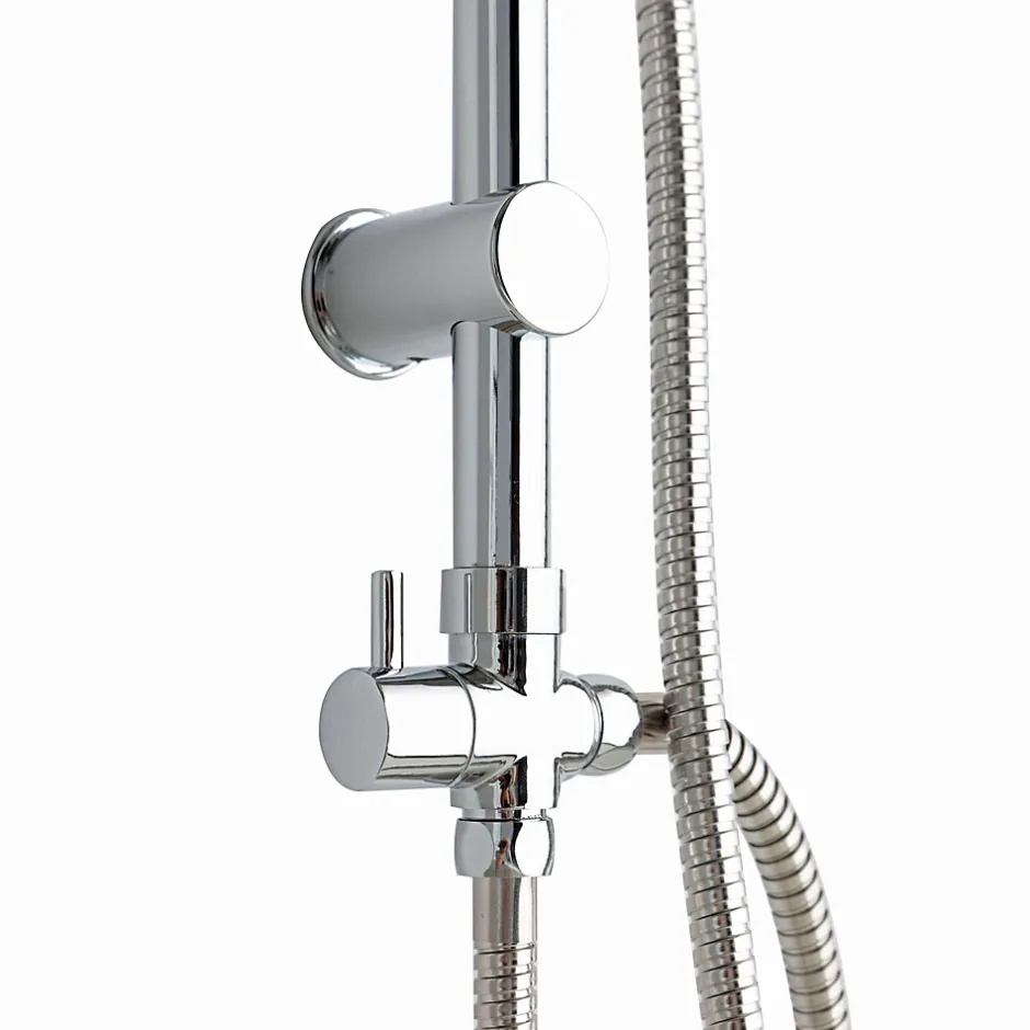 Kiamami Valentina Colonne De Douche Avec Pommeau Fixe, Douchette, Porte-Savon Et Déviateur Chromé.* Pommeau De Douche, Flexible Et Barre De Douche