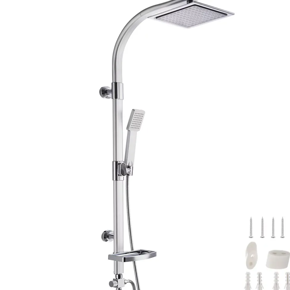 Tectake Colonne de douche avec porte savon aspect Chrome gris* Colonne De Douche Encastrable