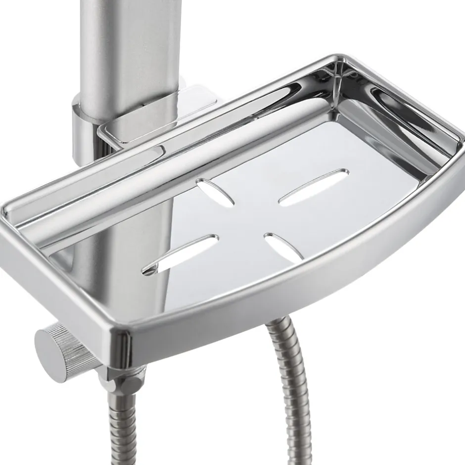 Tectake Colonne de douche avec porte savon aspect Chrome gris* Colonne De Douche Encastrable