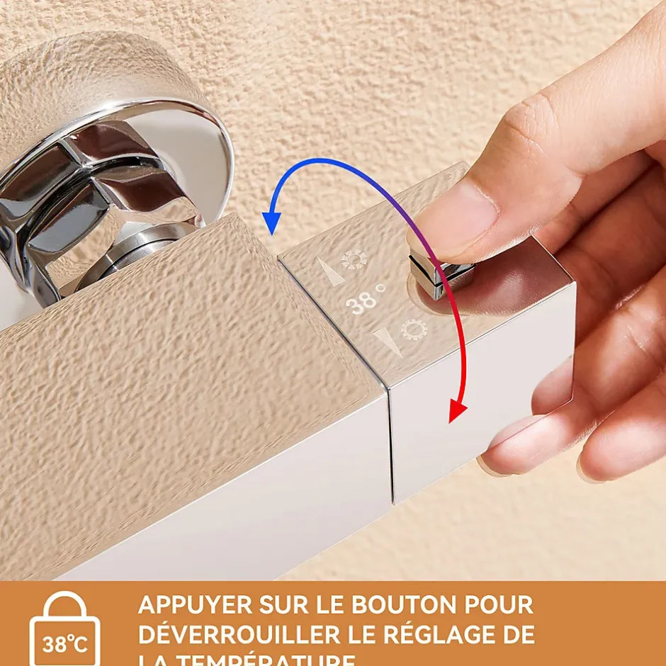 Auralum Max Colonne de Douche avec Robinetterie Thermostatique, Ensemble de Douche avec pommeau + douchette