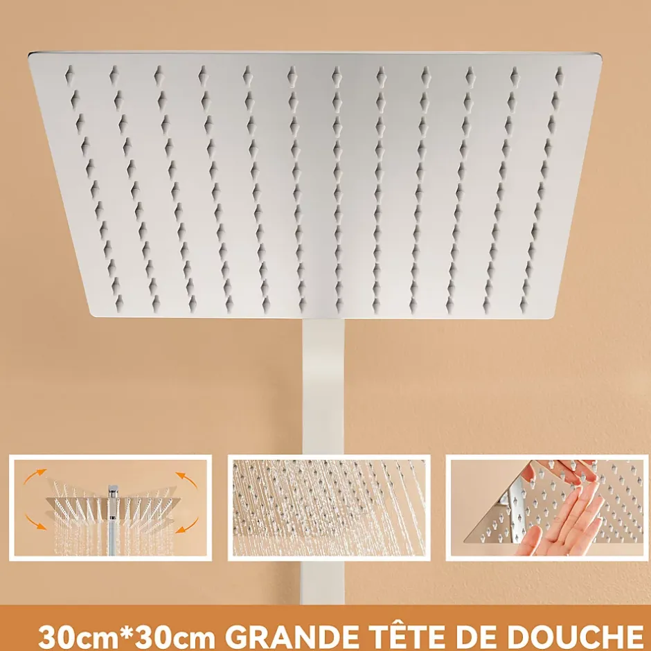 Auralum Max Colonne de Douche avec Robinetterie Thermostatique, Ensemble de Douche avec pommeau + douchette