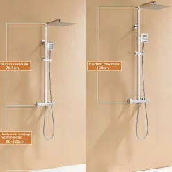 Auralum Max Colonne de Douche avec Robinetterie Thermostatique, Ensemble de Douche avec pommeau + douchette