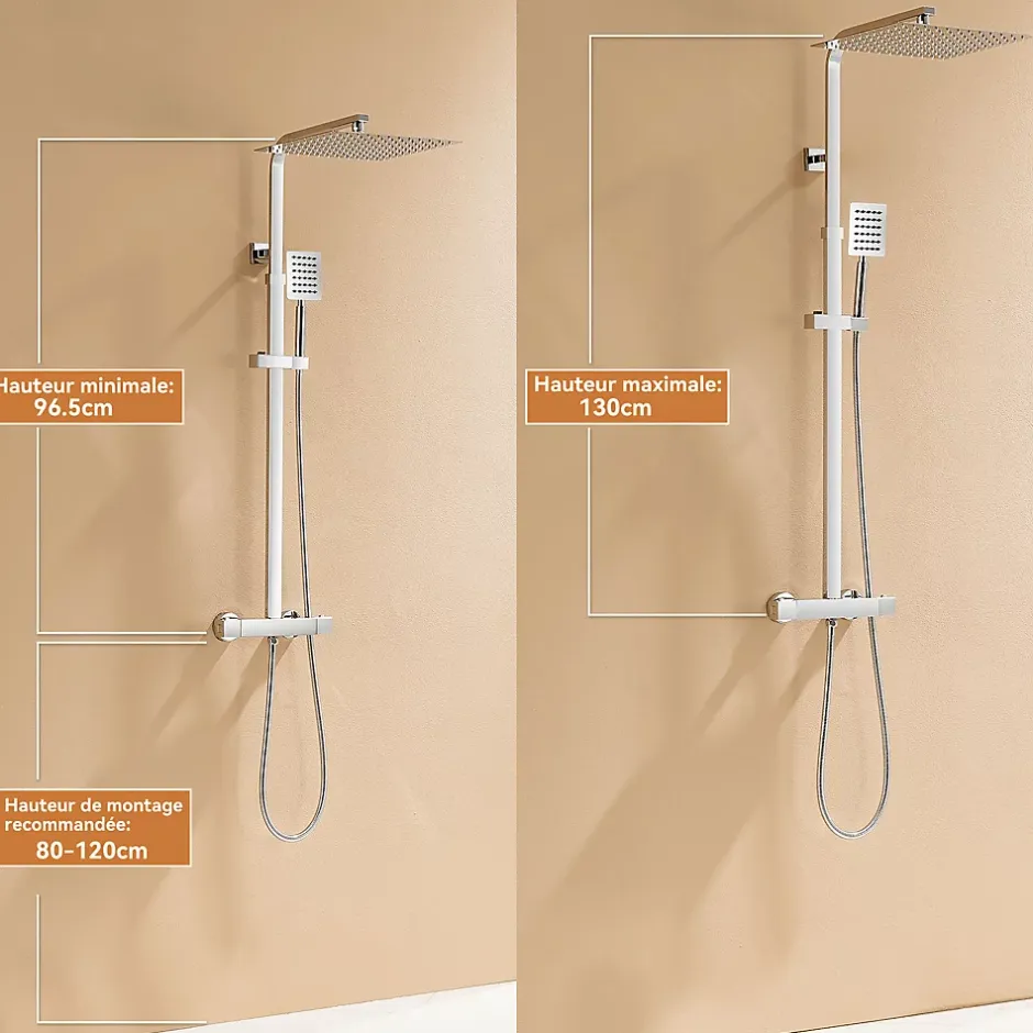 Auralum Max Colonne de Douche avec Robinetterie Thermostatique, Ensemble de Douche avec pommeau + douchette