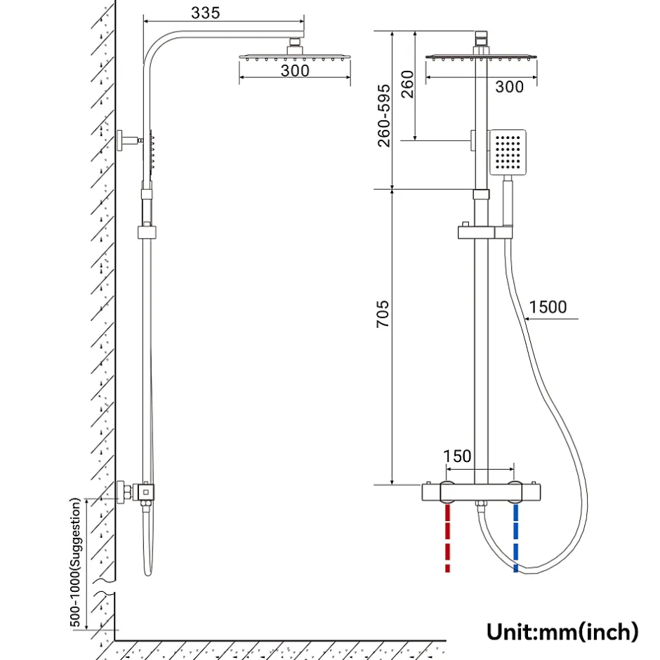 Auralum Max Colonne de Douche avec Robinetterie Thermostatique, Ensemble de Douche avec pommeau + douchette