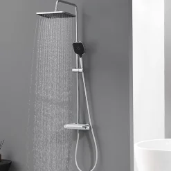 Lohneo Max Colonne de Douche avec Robinetterie Thermostatique Lonheo max Ensemble de Douche avec Etagère, Douchette 3 jets* Colonne De Douche Thermostatique