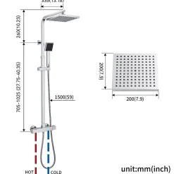 Auralum Max Colonne de Douche avec Robinetterie Thermostatique Ensemble de Douche avec Tête de Douche de 10 pouces
