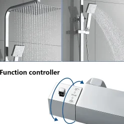 Auralum Max Colonne de Douche avec Robinetterie Thermostatique, Ensemble de Douche avec pommeau + douchette + flexible* Colonne De Douche Thermostatique