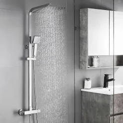 Auralum Max Colonne de Douche avec Robinetterie Thermostatique, Ensemble de Douche avec pommeau + douchette + flexible* Colonne De Douche Thermostatique