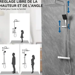 Sofetiy Max Colonne de Douche avec Robinetterie Thermostatique, Auralum MAX Ensemble de Douche avec pommeau + douchette
