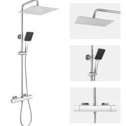 Sofetiy Max Colonne de Douche avec Robinetterie Thermostatique, Auralum MAX Ensemble de Douche avec pommeau + douchette