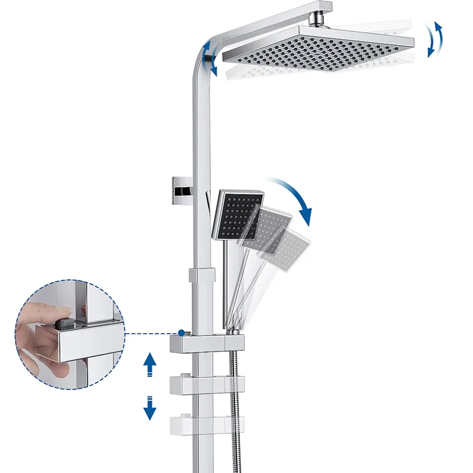 Auralum Max Colonne de Douche avec Robinetterie Thermostatique, Ensemble de Douche avec pommeau + douchette* Colonne De Douche Thermostatique