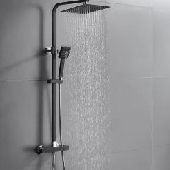 Auralum Max Colonne de Douche avec Robinetterie Thermostatique, Ensemble de Douche avec pommeau + douchette + flexible* Colonne De Douche Thermostatique
