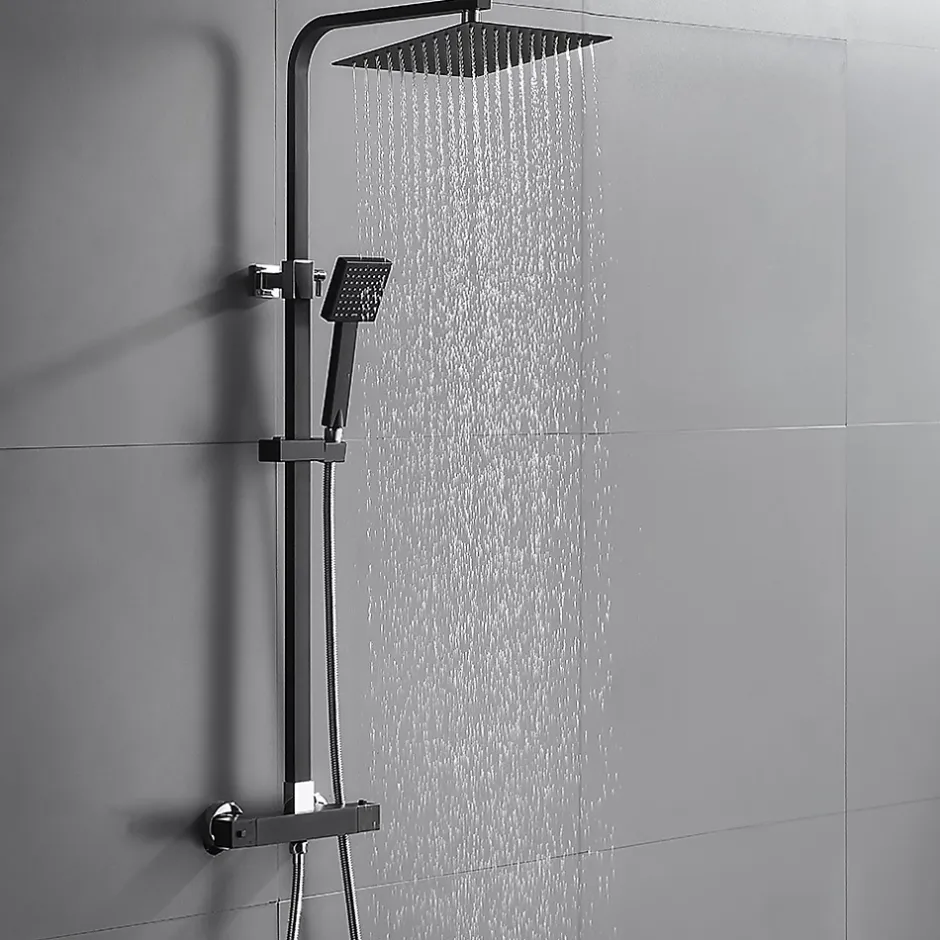Auralum Max Colonne de Douche avec Robinetterie Thermostatique, Ensemble de Douche avec pommeau + douchette + flexible* Colonne De Douche Thermostatique