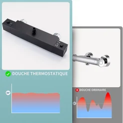 Auralum Max Colonne de Douche avec Robinetterie Thermostatique, Ensemble de Douche avec pommeau + douchette