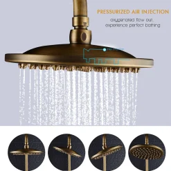 Auralum Max Colonne de Douche avec Robinetterie , Ensemble de Douche avec pommeau + douchette + barre réglable, bronze brossé* Colonne De Douche Mécanique
